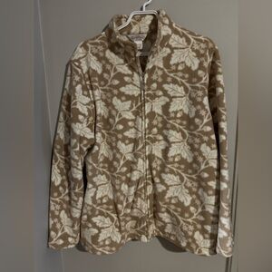 Northern Reflections Tan and Cream Leaf Pattern Sweater XL